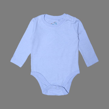 SKY BLUE PLAIN FULL SLEEVES HALF BODY ROMPER